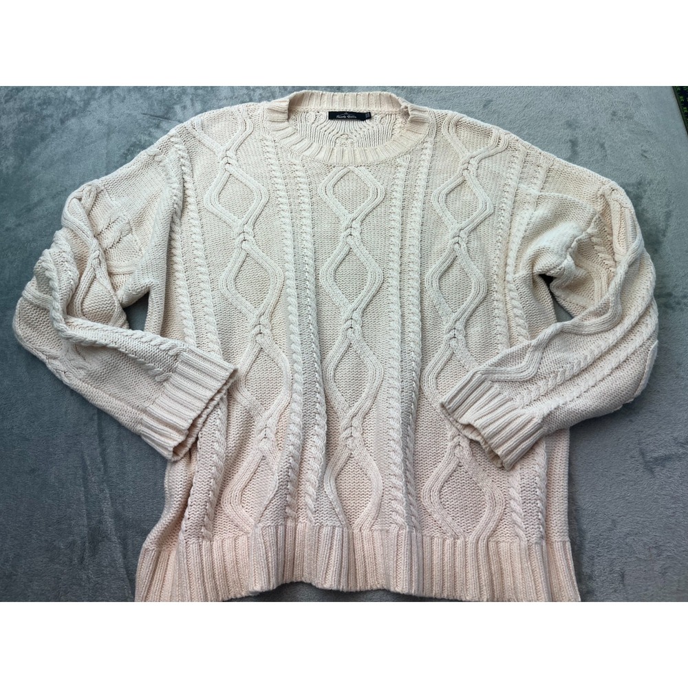 Trendy Queen Womens Cable Knit XXL Chunky Oversized Sweater Light Pink Pullover